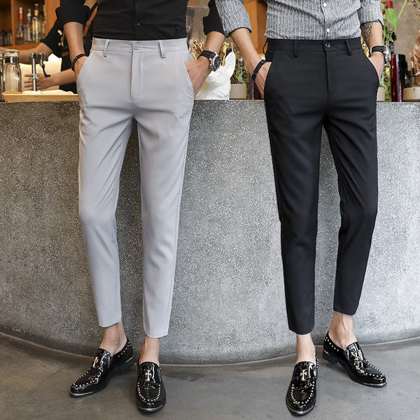 Korean Slim Fit Business Formal Pants For Men Ankle Length Stretch Office  Pants, All Match Clothing Sizes 34 28 From Bai03, $28.14 | DHgate.Com